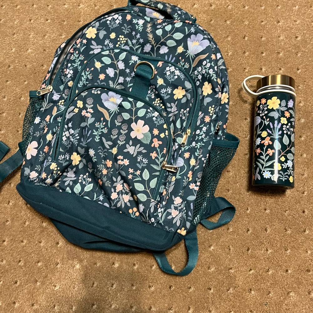 Pottery Barn Kids Floral Backpack and water Bottle Set - Multicolor